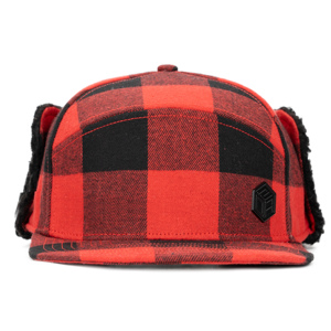 Gorra de Invierno TCA Personalizada con 6 Paneles, Parche de Goma, Orejeras de Poliéster, Color Rojo, Cierre a Presión - Product Image 1