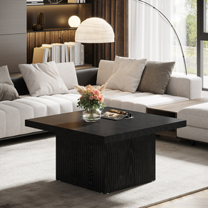Tavolino quadrato Tribesigns, tavolino scanalato da 31.5 pollici, tavolo da <span class=keywords><strong>soggiorno</strong></span> moderno della metà del secolo, grande tavolo da Cocktail - Product Image 4