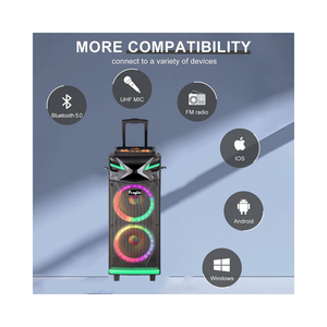 Máquina de Karaoke DSP con Dos Micrófonos Inalámbricos UHF, Altavoz de Escritorio LED RGB 5.3, Grabación Vocal, Cambio de Tono, Funciona con Batería - Product Image 5