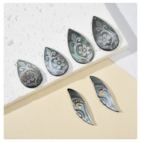 Coque noire sculptée goutte d'eau tahitienne noire nacre pendentif breloque pour bricolage boucles d'oreilles collier accessoires