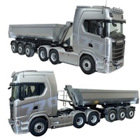 Semi-remorque à benne basculante en métal RC à l'échelle 1/14, levage électrique, lumières LED, compatible avec le camion tracteur RC Kabolite K770S K770S-102 770S