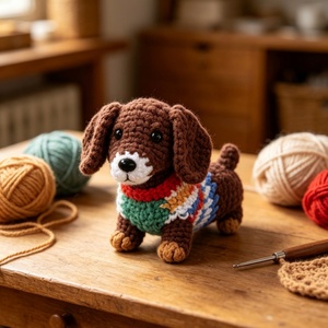 Llavero de peluche de perro marrón tejido a mano con suéter a cuadros multicolor, accesorio <span class=keywords><strong>para</strong></span> bolso, <span class=keywords><strong>mini</strong></span> colgante de animal <span class=keywords><strong>para</strong></span> mochila y bolso de mano - Product Image 1