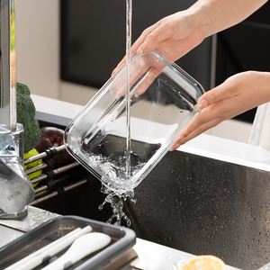 Hot bán hữu ích Stackable hình chữ nhật thủy tinh thực phẩm container với đồ dùng thủy tinh Hộp Ăn Trưa với dao kéo bên trong - Product Image 4