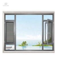 Ventanas de aluminio estándar australiano porte et fenetre ventana abatible de doble vitrage de aluminio con ventana de pantalla