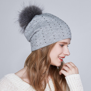 <span class=keywords><strong>Bonnet</strong></span> en laine tricoté pour femmes, <span class=keywords><strong>bonnet</strong></span> chaud personnalisé avec tête de mort en strass, vente en gros de chapeau en laine mélangée - Product Image 6
