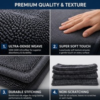 Serviette en microfibre tissée écologique super absorbante et à séchage rapide 40*40cm, sans ourlet, en polaire corail douce, pour le nettoyage et le polissage de voitures et la maison