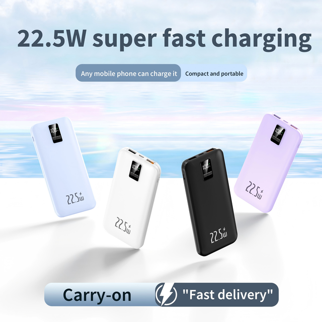 Digital Display Real Capacity 22.5W Fast Charging Power Bank 10000mah Lightweight Portable Power Banks Mobile Supply Bank