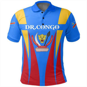 Congo African Clan Leopard Heraldic t-Shirt da uomo Cricket traspirante felpa Polo Logo personalizzato prezzo basso all'ingrosso camicia all'ingrosso - Product Image 2