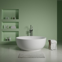 Baignoire autoportante de luxe en surface solide mate, en résine de pierre, pour projet hôtelier, design moderne, sur mesure