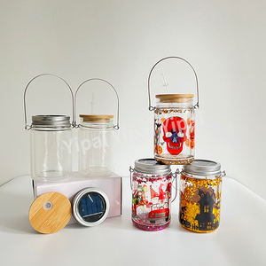 Projecté sur le mur ou le <span class=keywords><strong>sol</strong></span> Bocaux Mason lumineux en verre à double paroi de 11oz avec 2 couvercles - Product Image 5