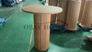 โต๊ะค็อกเทลทรงกลมสไตล์ทันสมัย โต๊ะไม้เนื้อแข็งสำหรับงานอีเว้นท์ให้เช่า โต๊ะกลมลายร่อง โต๊ะบาร์ไม้สำหรับงานแต่งงาน - Product Image 4