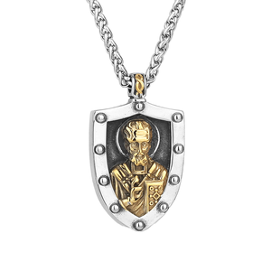 Collana pendente moda uomo titanio acciaio europeo tendenza americana Saint Nicholas protezione America drago catena di lusso - Product Image 1