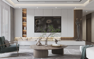 Meubles de salon haut de gamme blancs, meubles TV et murs TV modernes et simples en aggloméré, fabrication sur mesure - Product Image 5