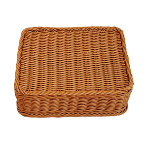 टिकाऊ हाथ से बुने पोली रतन टोकरी आयताकार स्लपिंग ब्रेड डिस्प्ले टोकरी भंडारण बास्केट - Product Image 3