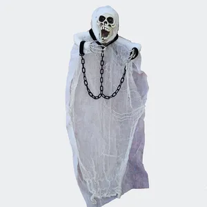 High Quality Creepy Hanging Red Light Eyes Halloween Prop And Decoration Skeleton
