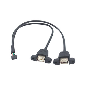 Cable USB 2.0 de 9 Pines para Placa Base con Puertos USB Dobles, Paso de 2.54mm, Tipo Dupont, con Orificios para Tornillos - Product Image 4
