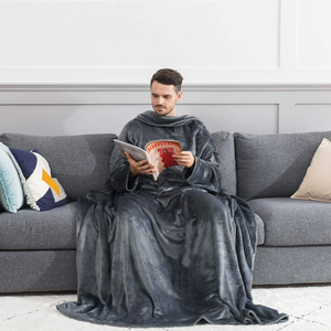 Bedsure Wearable Snuggle With Sleeves and Pocket Flannel Fleece <strong>Snuggy</strong> <strong>Blanket</strong> Robe Warm Plush Wearable <strong>Blanket</strong> Throw - Product Image 5