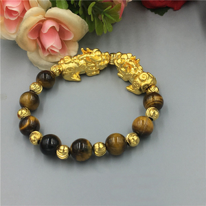 Dubai Jewelry Euro Coins Perles <span class=keywords><strong>de</strong></span> prière en obsidienne plaqué or Bracelet Mantra Brave à six caractères Bijoux <span class=keywords><strong>de</strong></span> couple pour hommes et femmes - Product Image 6
