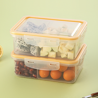 Boîte de rangement alimentaire en plastique de 800 ml et 1100 ml avec couvercle, réutilisable, étanche, compartimentée, boîte à lunch, boîte de rangement pour fruits et en-cas