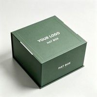 Boîte rigide à rabat magnétique de luxe personnalisée pour l'emballage de chapeaux et de perruques, grande boîte cadeau pliable en carton avec impression de logo