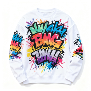 TKAN267 Venta al por mayor Color sólido Sudadera de manga larga Cuello redondo Estilo de pareja Diseño Impreso Logo Jersey de gran tamaño para hombre - Product Image 4