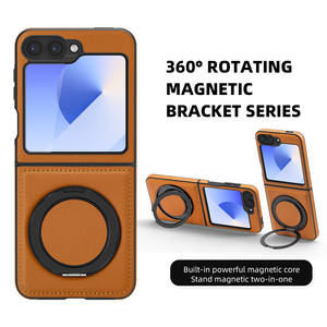 Haute qualité 360 support de support magnétique rotatif PU étuis de téléphone portable antichoc pour Samsung Galaxy <span class=keywords><strong>Z</strong></span> <span class=keywords><strong>Flip</strong></span> 3 <span class=keywords><strong>4</strong></span> 5 6 étui - Product Image 2