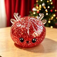 Jouet Squishy Renne Lumineux de Noël, Balle Anti-Stress à Montée Lente en Maltose, Renne Pailleté avec Effet Lumineux à l'Impact pour Soulagement du Stress