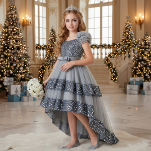 <span class=keywords><strong>Robe</strong></span> de <span class=keywords><strong>princesse</strong></span> longue à sequins style coréen <span class=keywords><strong>pour</strong></span> enfant, avec nœud, superposée et brillante, idéale <span class=keywords><strong>pour</strong></span> mariage - Product Image 5