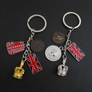 Porte-clé personnalisé, drapeau, couronne, breloques, porte-clé, pièce de monnaie britannique - Product Image 1