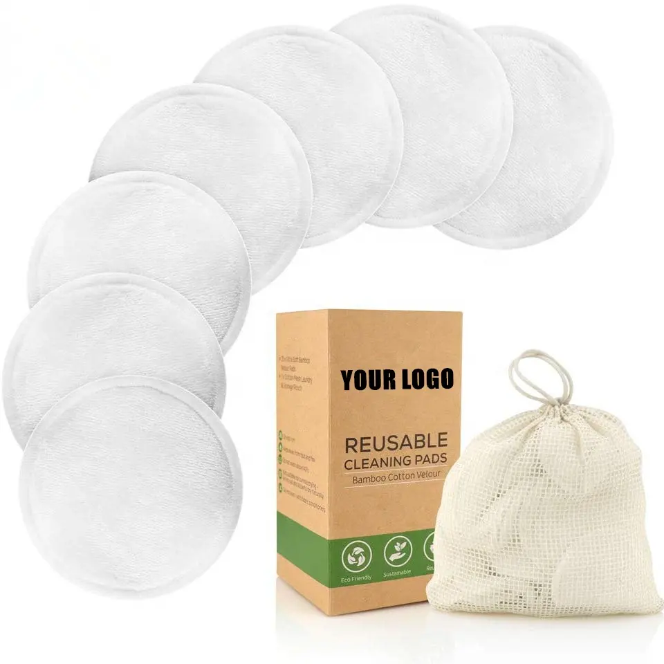 Amazon Hot Selling Reusable Bamboo Cotton Make up Remover Pads Cotton Makeup Rounds Reusable Facial Cleaning Pad