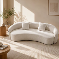 Canapé inclinable multifonctionnel trois places, style designer, couleur crème, avec 2 coussins, forme de noix de cajou compressées sous vide
