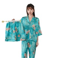 Pyjamas d'été respirants pour femmes, nouveaux ensembles de pyjamas à fleurs fraîches, manches courtes, motif lettres, élégants