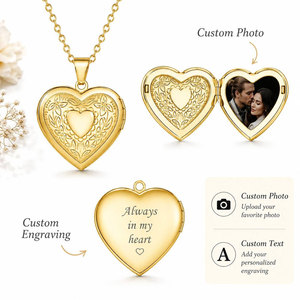 Collier pendentif médaillon cœur ouvrable personnalisé romantique en acier inoxydable 316L plaqué or 14k 18k pour femmes - Product Image 2