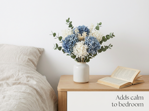 Bouquet di Ortensie Artificiali in Bianco, Verde e Blu, Effetto Realistico in Lattice, per Matrimoni, Decorazioni Domestiche e Natale - Product Image 5