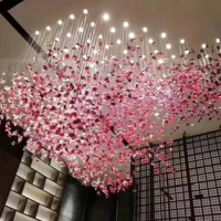 JYLIGHTING Lustre Moderne Personnalisé en Verre Artistique pour Plafond Haut de Hôtel, Club, Salle de Banquet – Lustre en Verre Soufflé