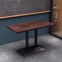 JXT Table de style vintage Table en bois avec pieds en métal pour café, hôtel et restaurant Meubles