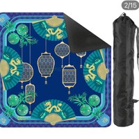 Tapis de jeu de Mahjong américain avec sac de transport, base en caoutchouc antidérapante, tapis de jeu de Mahjong carré, motif floral personnalisé, tapis de jeu de Mahjong