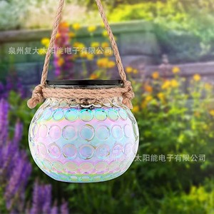 Solar Garden <b>Light</b> Mason Jar Style With <b>Rope</b> Handle LED Hanging Outdoor Decorative Lamp - Product Image 4
