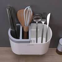 Treo Tường Không Khoan Nhựa Đũa Lồng Dao Kéo Tổ Chức Dụng Cụ Nhà Bếp Giá Fork Dao Lưu Trữ Chủ