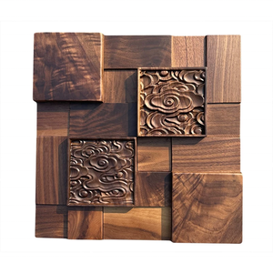 Panneau mural décoratif rétro-éclairé 3D Led mosaïque panneau mural solide Relief <span class=keywords><strong>noyer</strong></span> noir américain <span class=keywords><strong>bois</strong></span> dur TV fond panneaux de <span class=keywords><strong>bois</strong></span> - Product Image 1