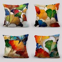 Housses de coussin colorées à motif de feuilles de Ginkgo, motif floral abstrait, housse de coussin décorative, décoration moderne pour la maison