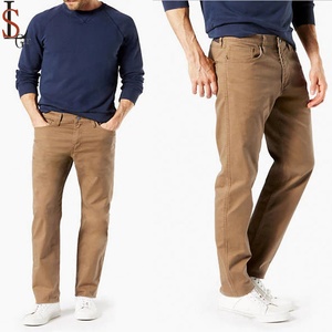 กางเกงขายส่งแบบสั่งทำ กางเกงลำลองผู้ชายสีกากี ผ้าทวิลล์ยืดผสมฝ้าย ทรงเข้ารูป 5 กระเป๋า ทรงตรง สไตล์ชิโน่ - Product Image 1