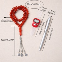 Coffret cadeau unisexe chapelet musulman 45 perles ensemble pendentif en alliage Tasbih avec compteur de prières perles de comptage Iskam Tasbeeh Ramadan