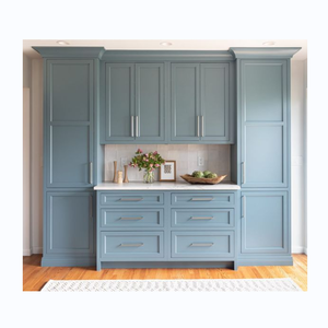 CBMmart armadietto da cucina di lusso italiano in legno massello in marmo da tavolo con isola in legno grigio e crema di lacca armadi da cucina - Product Image 6