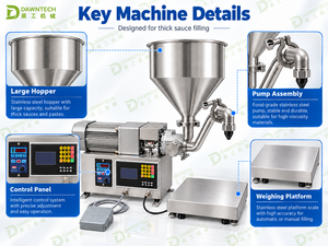 Machine de remplissage semi-automatique pour beurre de cacahuète, sauce tomate, sauce chili, pâte de sésame, confiture et pâtes épaisses - Product Image 3