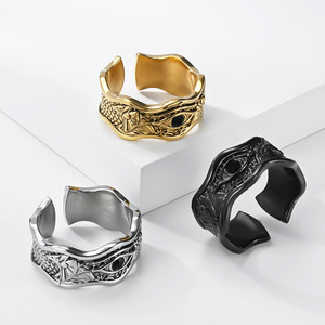 Cross-border e-commerce, popular in Europe and America, Ancient Egyptian Eye of Horus <b>ring</b>, Anubis god, artistic retro <b>titanium</b> - Product Image 2