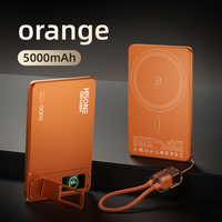 Batterie externe LC1C2 OEM ultra-mince en alliage d'aluminium, Li-Polymère, 5000 mAh, 15 W sans fil, 20 W PD, double capacité avec support et câble