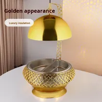 Plat à réchaud de luxe doré avec couvercle roulant en acier inoxydable et cadre en fer, pour buffet de mariage, modèle MTX50, pour services de traiteur, direct usine