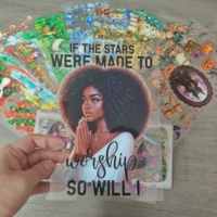 Autocollants UV DTF en gros A5 pour tasses, carnets, transferts, avec motifs Afro Black Girl et impression de logo personnalisé
