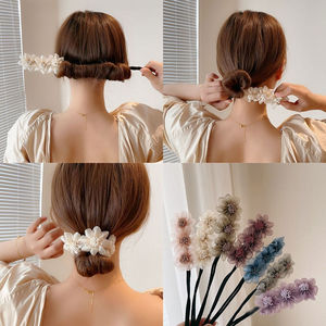 Coréen Fluffy Flowers Twist Hair Pin Girl Lazy Easy Hair Buns Ties Elegant Hair Band Accessories - Product Image 2